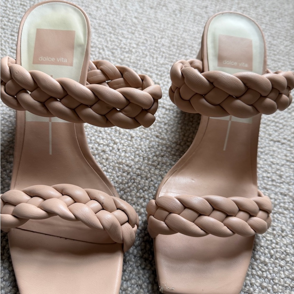 Dolce Vita Braided Double-Strap Slide Sandals in Nude Blush